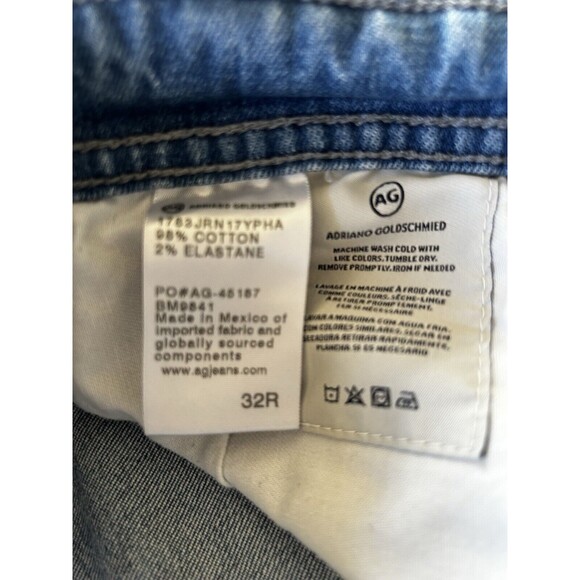 AG-ED Tellis Modern Slim Lead Denim Jeans 32R Whiskering Distressed Comfortable - Picture 11 of 14